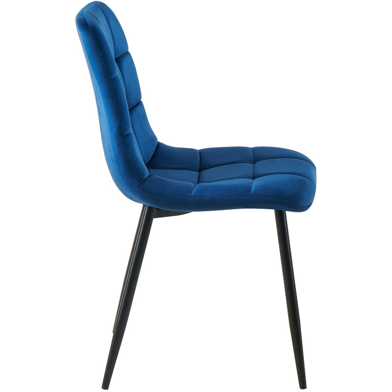 Chaise moderne en Velours Bleu foncé Métal Noir Mat Delphine - 3