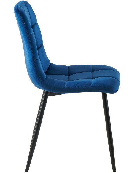 Chaise moderne en Velours Bleu foncé Métal Noir Mat Delphine - 3