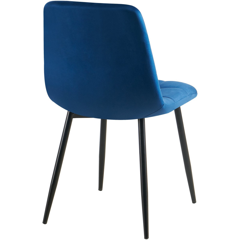Chaise moderne en Velours Bleu foncé Métal Noir Mat Delphine - 4