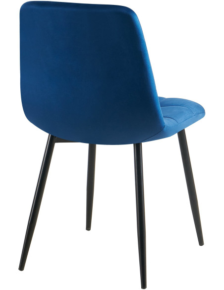 Chaise moderne en Velours Bleu foncé Métal Noir Mat Delphine - 4