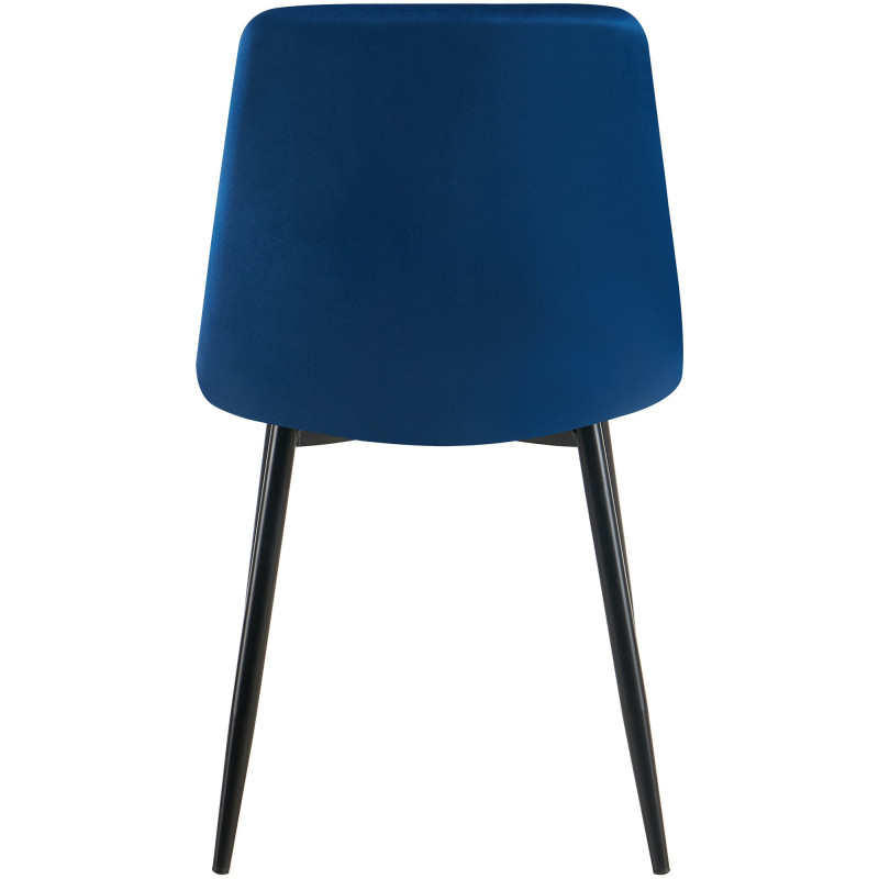Chaise moderne en Velours Bleu foncé Métal Noir Mat Delphine - 5