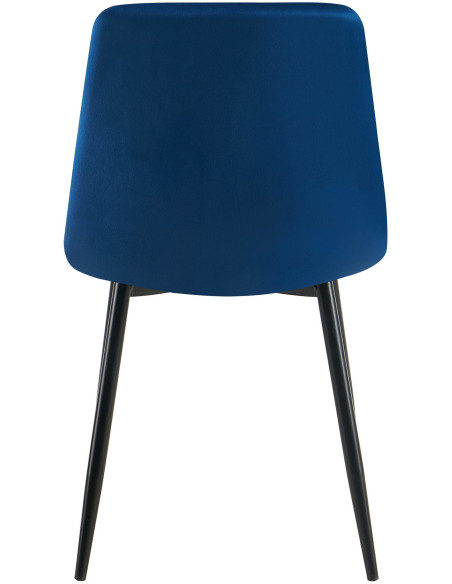 Chaise moderne en Velours Bleu foncé Métal Noir Mat Delphine - 5
