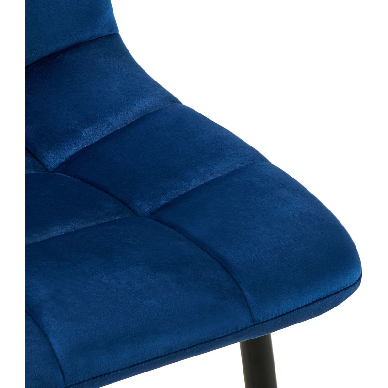 Chaise moderne en Velours Bleu foncé Métal Noir Mat Delphine - 7