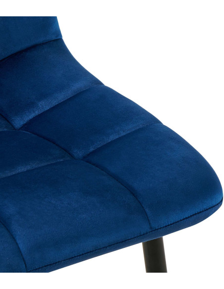 Chaise moderne en Velours Bleu foncé Métal Noir Mat Delphine - 7