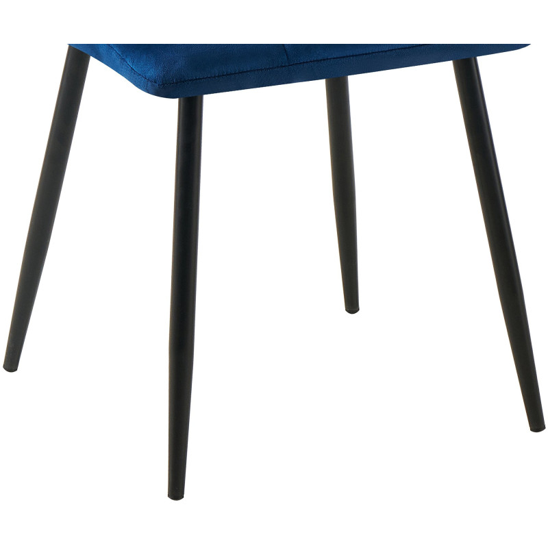 Chaise moderne en Velours Bleu foncé Métal Noir Mat Delphine - 8