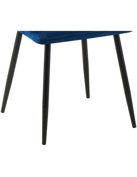 Chaise moderne en Velours Bleu foncé Métal Noir Mat Delphine - 8