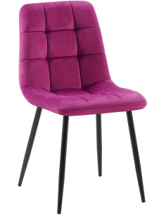 Chaise moderne en Velours Violet Métal Noir Mat Delphine - 1