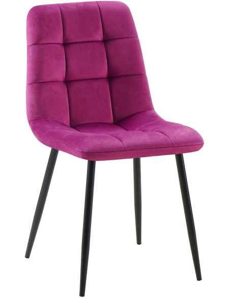Chaise moderne en Velours Violet Métal Noir Mat Delphine - 1