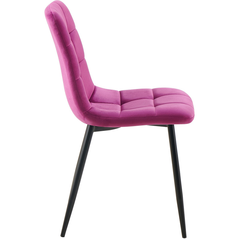 Chaise moderne en Velours Violet Métal Noir Mat Delphine - 3