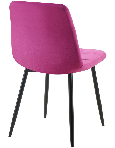 Chaise moderne en Velours Violet Métal Noir Mat Delphine - 4