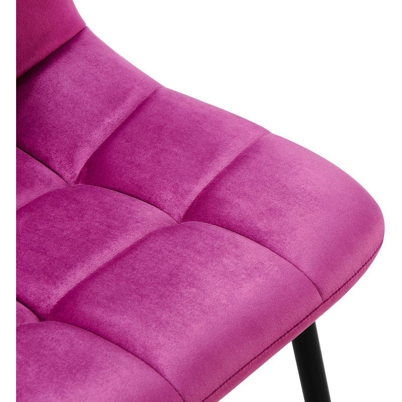 Chaise moderne en Velours Violet Métal Noir Mat Delphine - 7