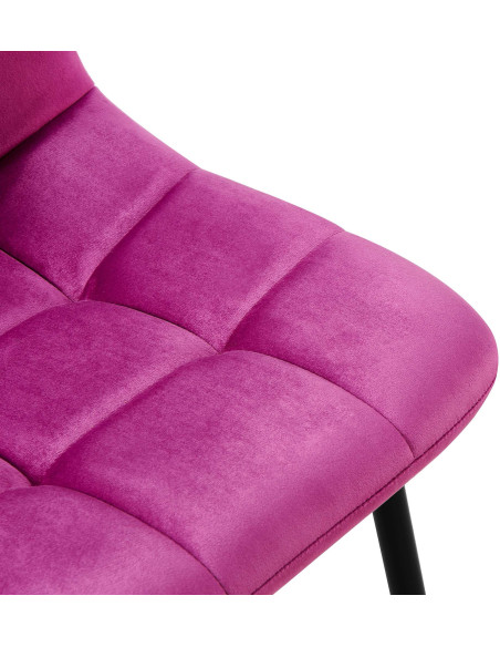 Chaise moderne en Velours Violet Métal Noir Mat Delphine - 7