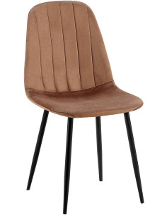 Chaise moderne en Velours Marron Métal Noir Ivina - 1