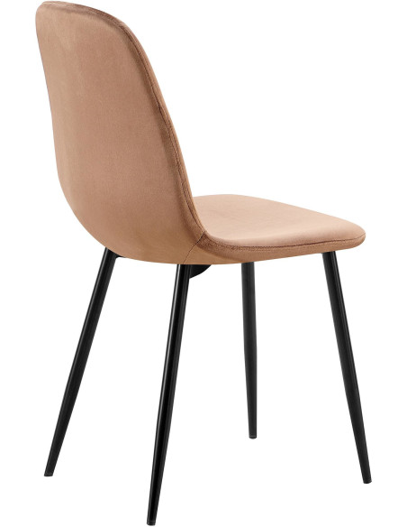 Chaise moderne en Velours Marron Métal Noir Ivina - 4