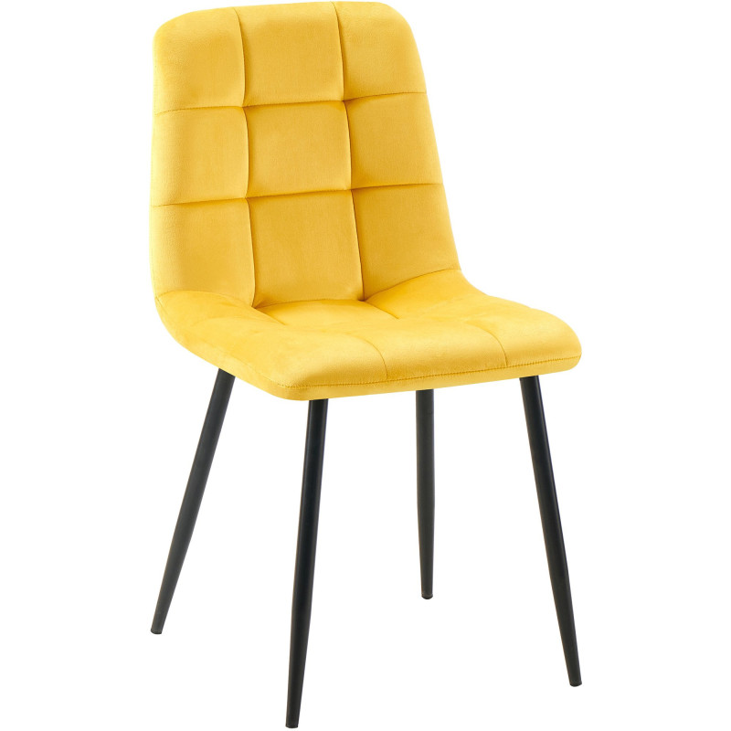 Chaise moderne en Velours Jaune Métal Noir Mat Delphine - 1