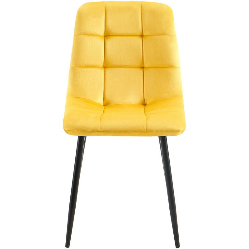 Chaise moderne en Velours Jaune Métal Noir Mat Delphine - 2