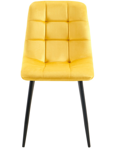 Chaise moderne en Velours Jaune Métal Noir Mat Delphine - 2