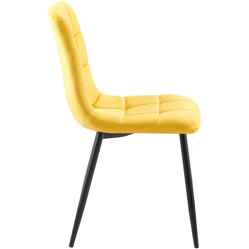 Chaise moderne en Velours Jaune Métal Noir Mat Delphine - 3