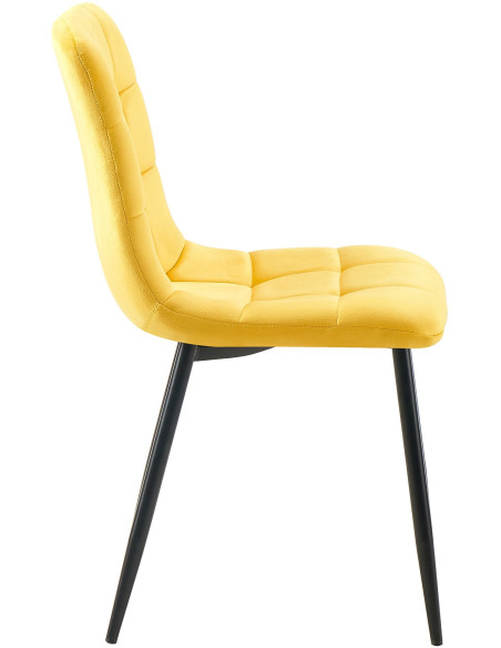 Chaise moderne en Velours Jaune Métal Noir Mat Delphine - 3