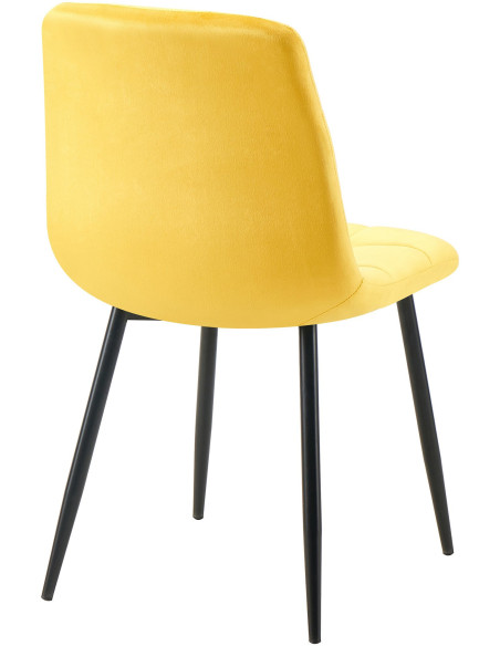 Chaise moderne en Velours Jaune Métal Noir Mat Delphine - 4