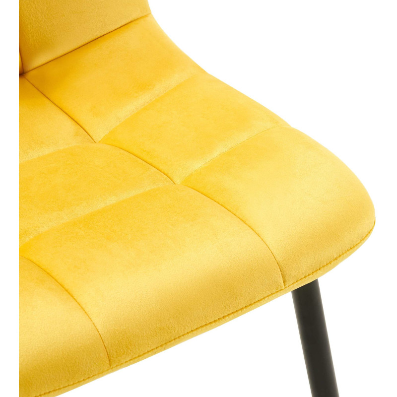 Chaise moderne en Velours Jaune Métal Noir Mat Delphine - 7