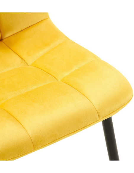 Chaise moderne en Velours Jaune Métal Noir Mat Delphine - 7