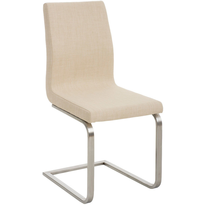 Chaise design en Tissu Blanc crème Acier inoxydable Argenté Brosse mat Magali  - 1