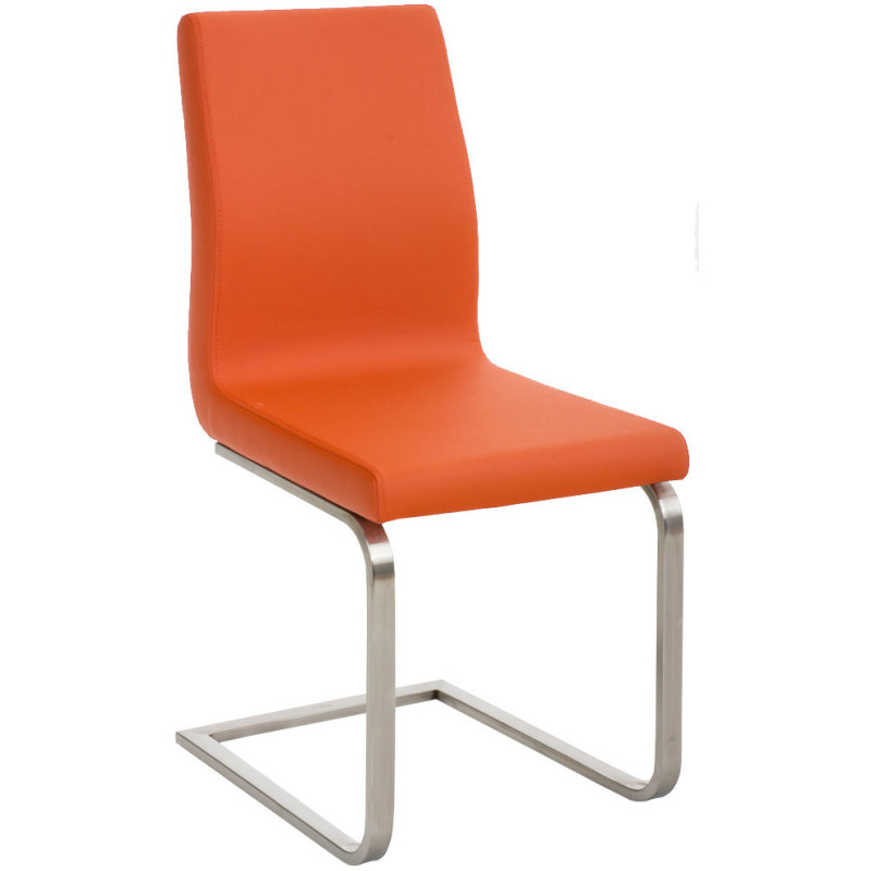 Chaise design en Polyuréthane Orange Acier inoxydable Argenté Brosse mat Magali - 1