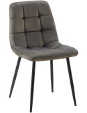 Chaise moderne en Velours Gris anthracite Métal Noir Mat Delphine