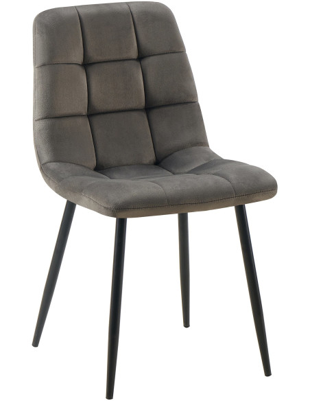 Chaise moderne en Velours Gris anthracite Métal Noir Mat Delphine - 1