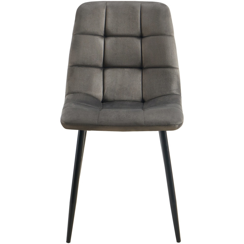 Chaise moderne en Velours Gris anthracite Métal Noir Mat Delphine - 2