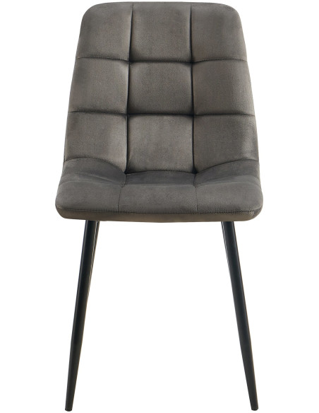 Chaise moderne en Velours Gris anthracite Métal Noir Mat Delphine - 2