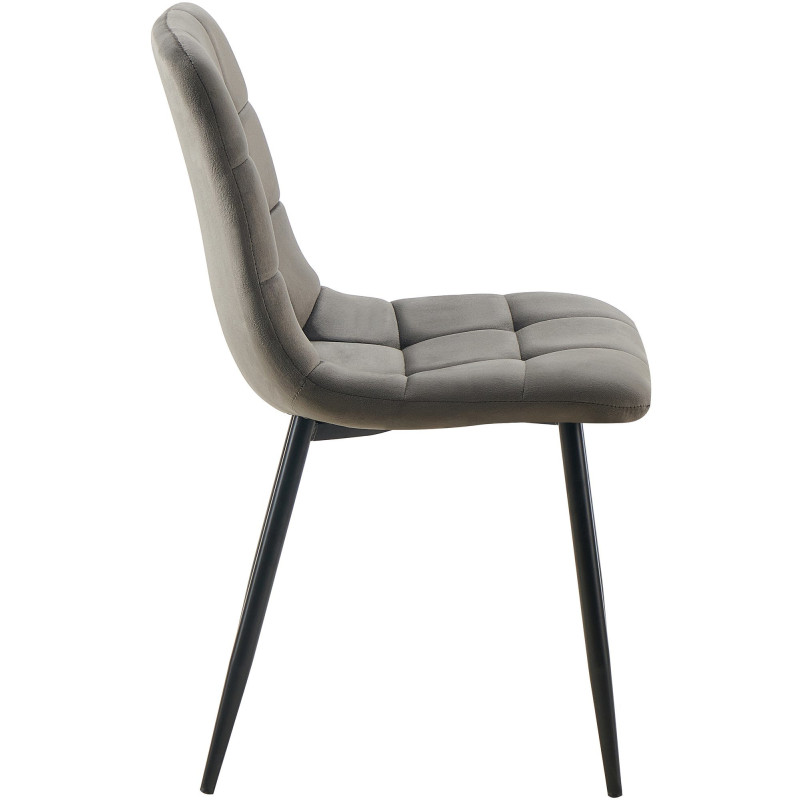 Chaise moderne en Velours Gris anthracite Métal Noir Mat Delphine - 3