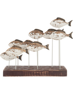 Statue déco Poisson Bernie Bois d'albasia Marron Sur socle - 1