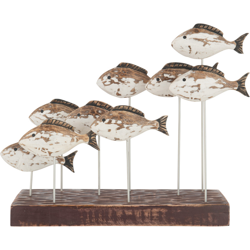 Statue déco Poisson Bernie Bois d'albasia Marron Sur socle - 1