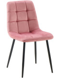 Chaise moderne en Velours Rose Métal Noir Mat Delphine