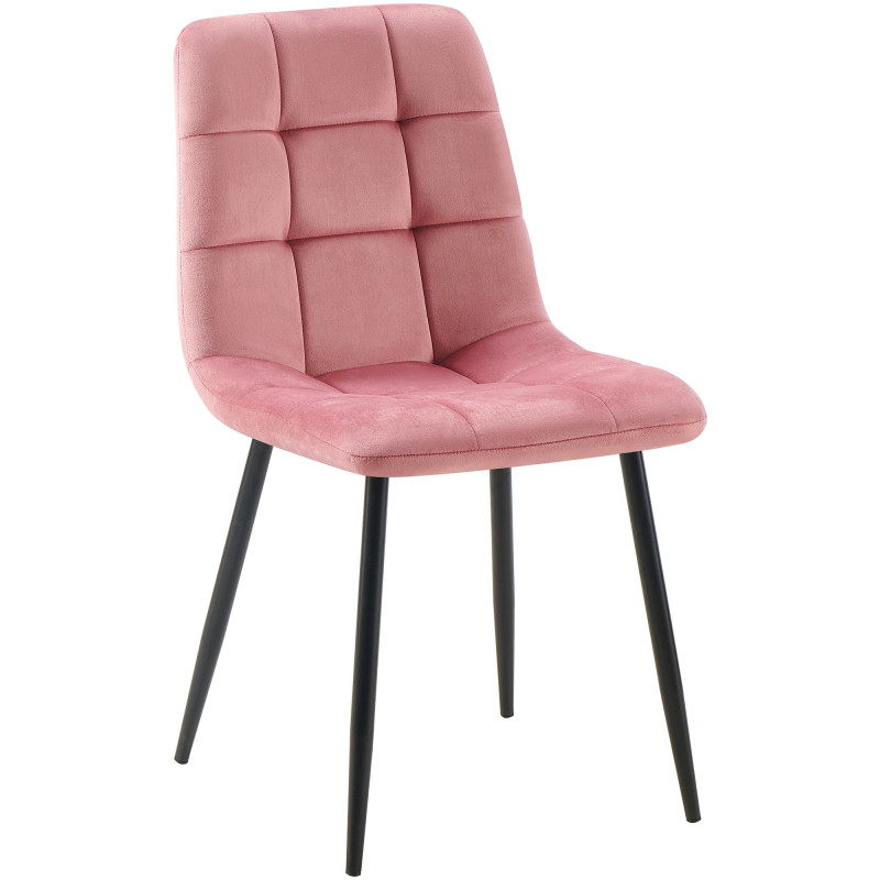 Chaise moderne en Velours Rose Métal Noir Mat Delphine - 1