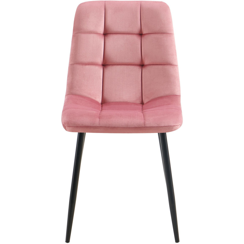 Chaise moderne en Velours Rose Métal Noir Mat Delphine - 2