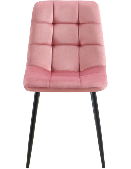 Chaise moderne en Velours Rose Métal Noir Mat Delphine - 2
