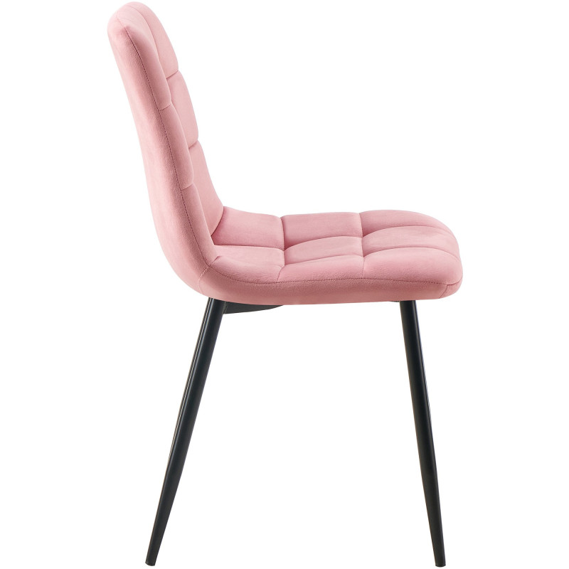 Chaise moderne en Velours Rose Métal Noir Mat Delphine - 3