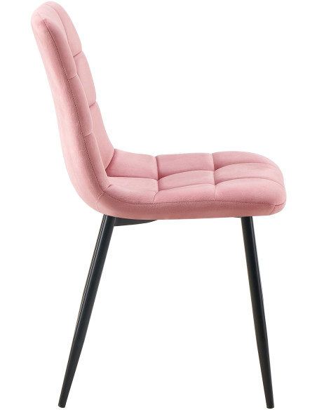 Chaise moderne en Velours Rose Métal Noir Mat Delphine - 3