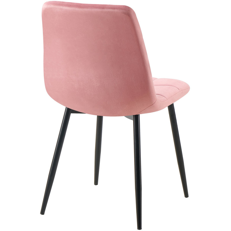 Chaise moderne en Velours Rose Métal Noir Mat Delphine - 4