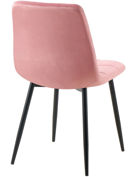 Chaise moderne en Velours Rose Métal Noir Mat Delphine - 4