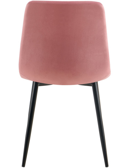 Chaise moderne en Velours Rose Métal Noir Mat Delphine - 5