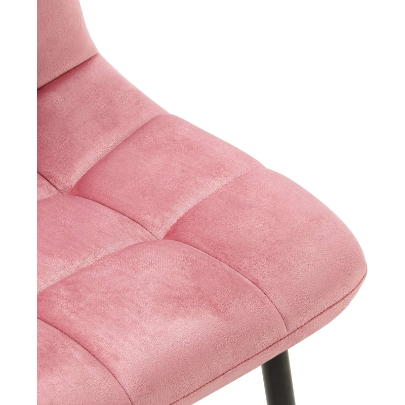 Chaise moderne en Velours Rose Métal Noir Mat Delphine - 7