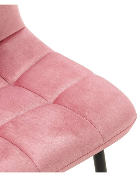 Chaise moderne en Velours Rose Métal Noir Mat Delphine - 7