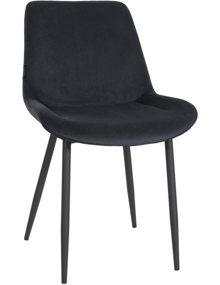 Chaise moderne en Velours Noir Métal Noir Mat Valia - 1