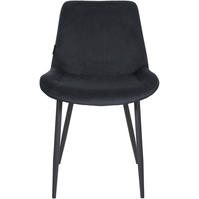 Chaise moderne en Velours Noir Métal Noir Mat Valia - 2