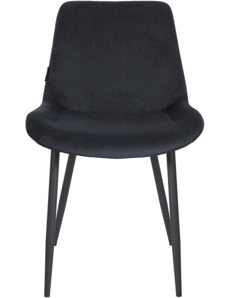 Chaise moderne en Velours Noir Métal Noir Mat Valia - 2