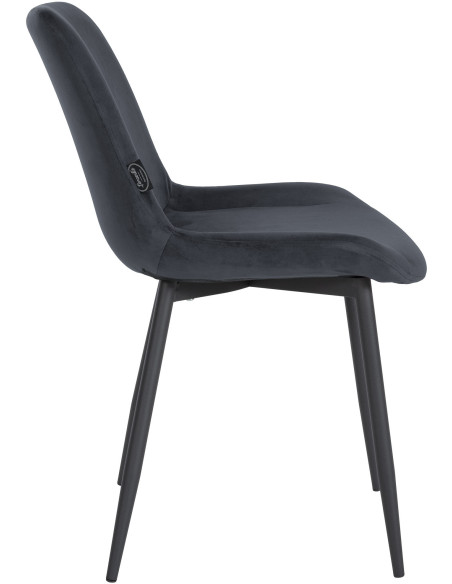 Chaise moderne en Velours Noir Métal Noir Mat Valia - 3